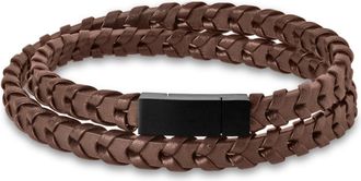 Bruno Magli Mens Fishtail Leather Wrap Bracelet, Mahogany