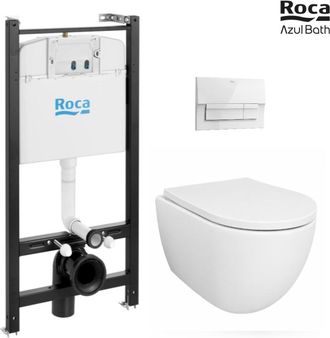 Roca Bastidor Empotrado Roca Active Cisterna Empotrada Y Pulsador Blanco New Con Inodoro Suspendido Swiss 53 Cm Tornado Y Soft-close De Azul Bath
