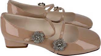 Roger Vivier Pre-owned Womens Mini Tr&egrave;s Mary Jane Pumps in Beige Patent Leather - Size EU 38