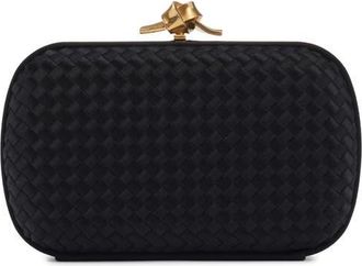 Bottega Veneta Knot Intreccio Satin Minaudi&egrave;re in 1007 Black-Brass Vibrato at Nordstrom