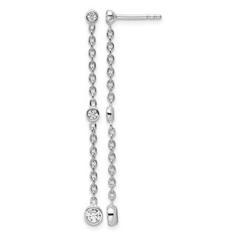 Diamond2Deal 14K White Gold 1/3 ct Lab Grown Diamond Graduated Dangle Earrings VS Clarity, D-E Color