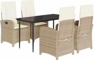 vidaXL Set Comedor De Jard&iacute;n 5 Pzas Con Cojines Rat&aacute;n Sint&eacute;tico Beige Vidaxl