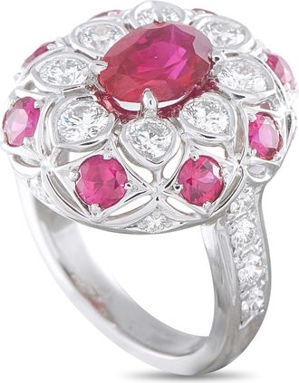 Luxury Bazaar Platinum 1.28ct Diamond and Ruby Ring MF01-100826