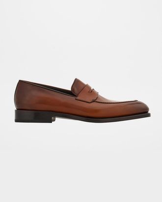 Ferragamo Men & apos;s Brandy Tramezza Leather Penny Loafers