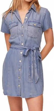 Bella Dahl Short Sleeve Seamed Shirt Dress In Indigo Harbor