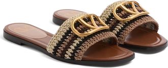 Valentino Garavani VLOGO Crochet Slide Sandal in Ivory/Multi at Nordstrom, Size 11.5Us