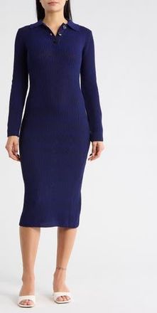 Desigual Ribbed Knit Long Sleeve Sweater Dress in Klein Blue at Nordstrom Rack, Size Medium