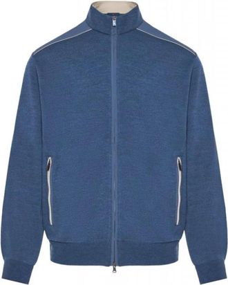 Paul & Shark Full Zip Sweater - Heren - Vesten - Blauw - XL - Wol - Truien & Vesten