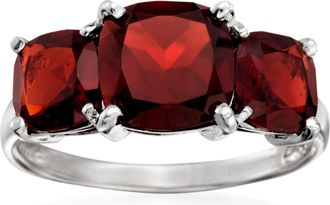 Ross-Simons Garnet 3-Stone Ring in Sterling Silver