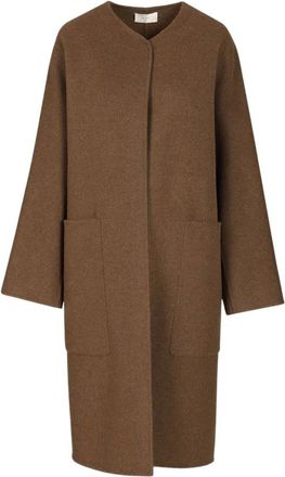 The Row Tiberus Crew-Neck Pocket Coat - female - The Row - Single-Breasted Coats - Brown - XS - Coats
