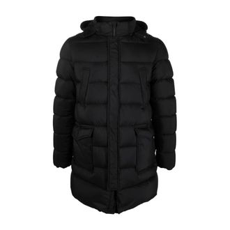 Herno Geweven Half Mantel - Heren - Dons jassen - Zwart - M - Nylon - Jassen