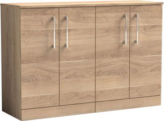 Nuie Nuie - Arno Floor Standing 4-Door Vanity Unit with Worktop 1200mm Wide - Bleached Oak