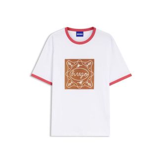 HUGO BOSS Sharp-fit ringer T-shirt in cotton with graphic print