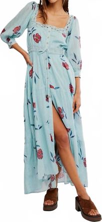 Free People Morning Meadows Dress In Pastel Blue Combo