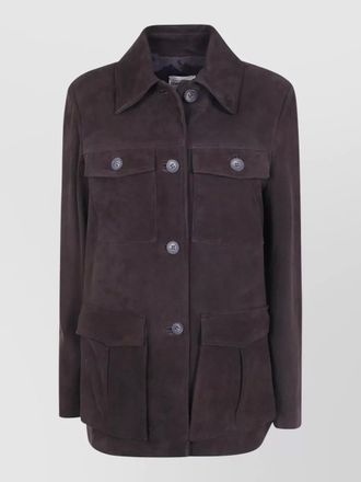 Semicouture leather single-breasted coat