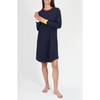 Sleepy Jones Twyla T-Shirt Dress in Navy Colorblock at Nordstrom, Size X-Small