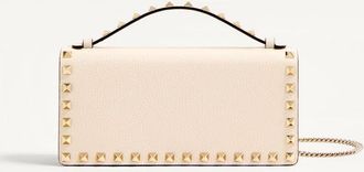 Valentino Garavani Portafoglio Con Catena Rockstud In Vitello Granato Donna LIGHT IVORY UNI