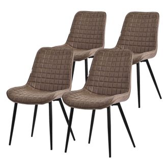 ML Design Ml-design - Set 4x Sillas De Comedor Marr&oacute;n Con Respaldo, Asiento Ergon&oacute;mico Acolchado Tapizado De Polipiel Con Patas De Metal Sill&oacute;n De Dise&ntilde;o Modern