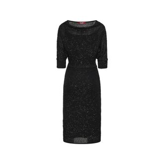 Max Mara Party Dresses, female, Black, Size: XL Sequinned Viscose Yarn Dress