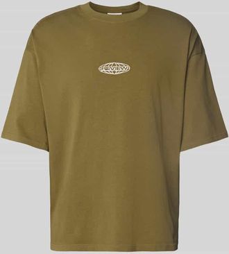 Review Oversized T-Shirt mit Label-Stitching in Oliv, Gr&ouml;&szlig;e L
