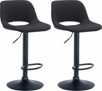 Clp Clp - Set De 2 Taburetes De Bar En Tela Negro Metal Negro Mate