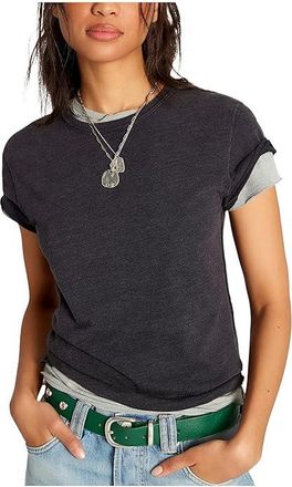 Free People Nova T-Shirts Womens Clothing Black : LG (Womens 12-14), Cotton/Polyester