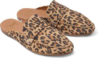 beek Mallard Leather Flat Mule in Leopard at Nordstrom, Size 10