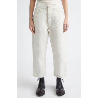 R13 X-Boyfriend Pinstripe Linen & Cotton Pants in White With Black Mini Stripe at Nordstrom, Size 26