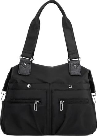 Generic Tote Bag Handbag Shoulder, Compatible For Women Nylon Waterproof Large Capacity Shopping CrossBody(Black)