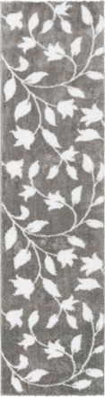 Nazar Rugs Alfombra shaggy con motivos florales gris - 80x300 cm