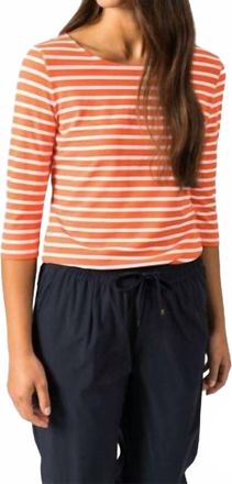 Saint James Garde Cote Iii 3/4 Sleeve Stripe Shirt In Basket/neige