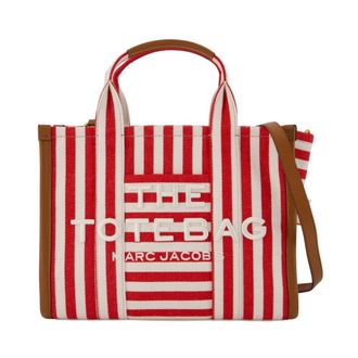 Marc Jacobs The Stripe Canvas Medium Tote Bag - Dames - Tassen - Rood - Maat: ONE Size Katoen
