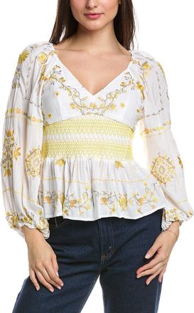 Hale Bob Hale Bob Embroidered Smocked Top