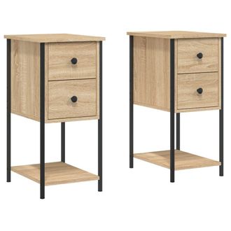 vidaXL Vidaxl - Mesitas Noche 2 Uds Madera Ingenier&iacute;a Roble Sonoma 32x42x70 Cm