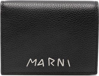 Marni logo-embroidered leather wallet - men - Calf Leather - One Size - Black