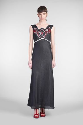 Holy Caftan Abito lungo Athina in lino nero