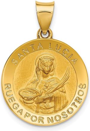 Diamond2Deal 14k Yellow Gold Polished Satin Hollow Spanish St. Lucy Medal Pendant