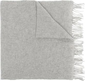 Toteme Classic Wool Fringe-Edge Scarf Light Grey