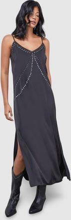Warehouse Premium Stud Embellished Slip Dress in Black at Nordstrom, Size 6
