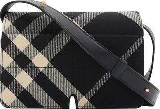 Burberry Snip Shoulder Bag Black Check Leather Trim