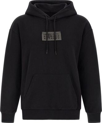 Maison Margiela Black Central Printed Detail Cotton Hoodie