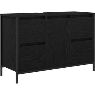vidaXL Mueble De Lavabo Con Cajones Roble Negro 90x34,5x60 Cm Vidaxl