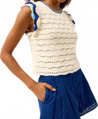Marie Oliver Zurich Top In White/blue