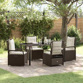 vidaXL Vidaxl - Conjunto De Comedor De Jard&iacute;n 5 Pcs Marr&oacute;n Rat&aacute;n Sint&eacute;tico