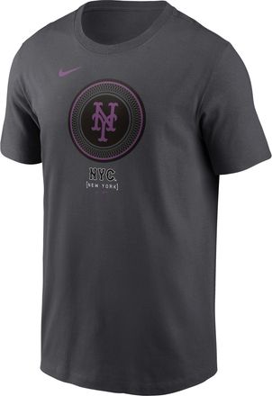 Nike New York Mets City Connect Wordmark Nike Mens MLB T-Shirt in Grey | N19906FNME-2VJ