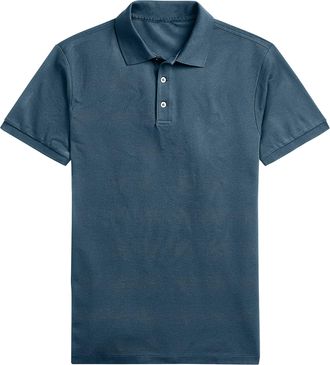 Generic Mens Slim Fit Cotton Pique Polo Shirts for Men Adult, Plain Casual Work Sports T- Shirt Top - Sapphire - Large