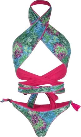 Reina Olga Bloemen Halter Bikini Set - Dames - Bikinis - Groen - L - Badmode