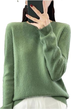 Generic Womens Merino Wool Loose Crew Neck Sweater Winter Soft Long Sleeve Sweater Turquoise M