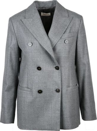 Slowear Dubbele-breasted Jas - Dames - Blazers - Grijs - M - Wol - Jassen