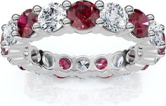 Pompeii3 3Ct Ruby & Diamond Eternity Ring 14k Gold or Platinum Lab Grown